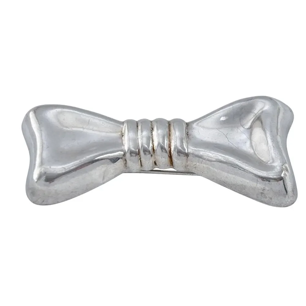 Vintage Sterling Silver 925 Bow Brooch Pin